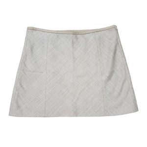 Theory NWT Goat Leather Virgin Wool Silk Ecru Mini Skirt 10